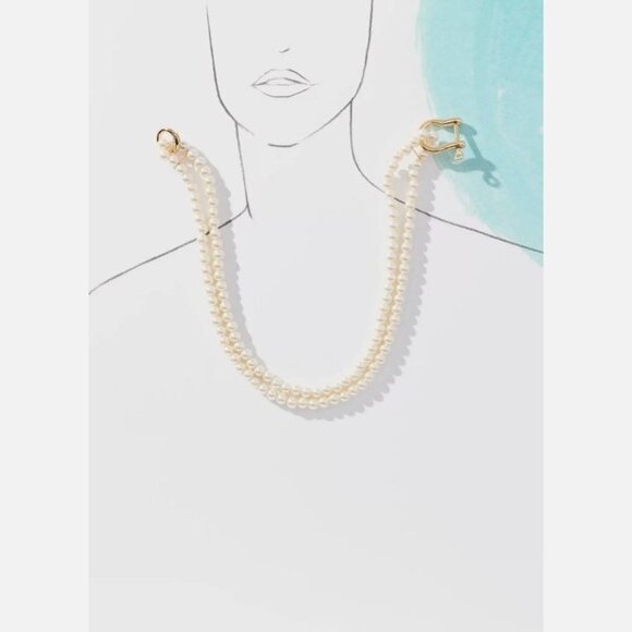 RARE! NWT Anthropologie Chunky Link Lock Pearl Necklace - Picture 4 of 6